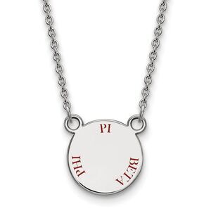 Sterling Silver Pi Beta Phi Small Wine Enamel Necklace